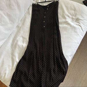 Urban Outfitters Button Open Front Black Maxi Skirt with Brown Pattern Size S